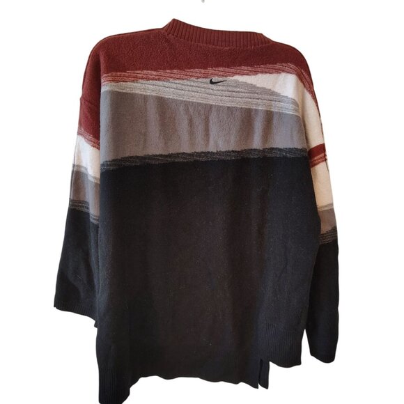 Nike XXL Yoga Therma Fit Adv Wool Sweater, Black Gray Maroon Abstract Stripe - Picture 2 of 6